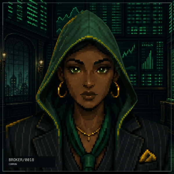 Hood Broker #18: Emerald Floor Broker, Common, Green Ticker Terminal