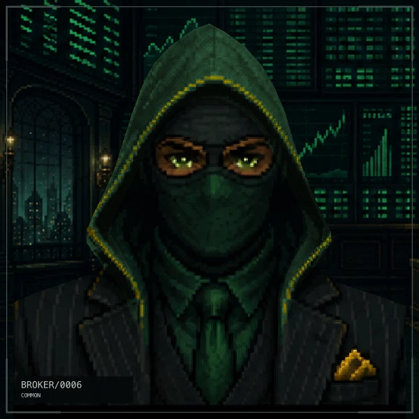 Hood Broker #6: Pinstripe Balaclava, Common, Green Ticker Terminal